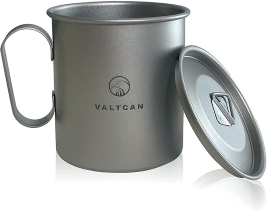 Valtcan 420ml Titanium Camping Cup with Tight Lid Fixed Rigid Handle 14.2 fl oz 81g