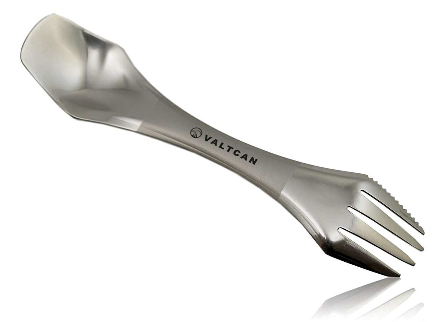 Valtcan Titanium Spork with Polished Ends - Ultra Light for Mess Kit Camping Utensils 24g