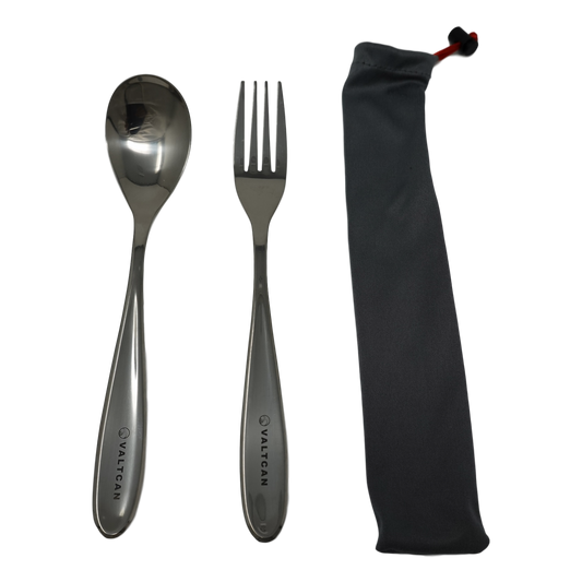 Valtcan Titanium Fork and Spoon Kitchen Flatware Full Length 8 inch Polished