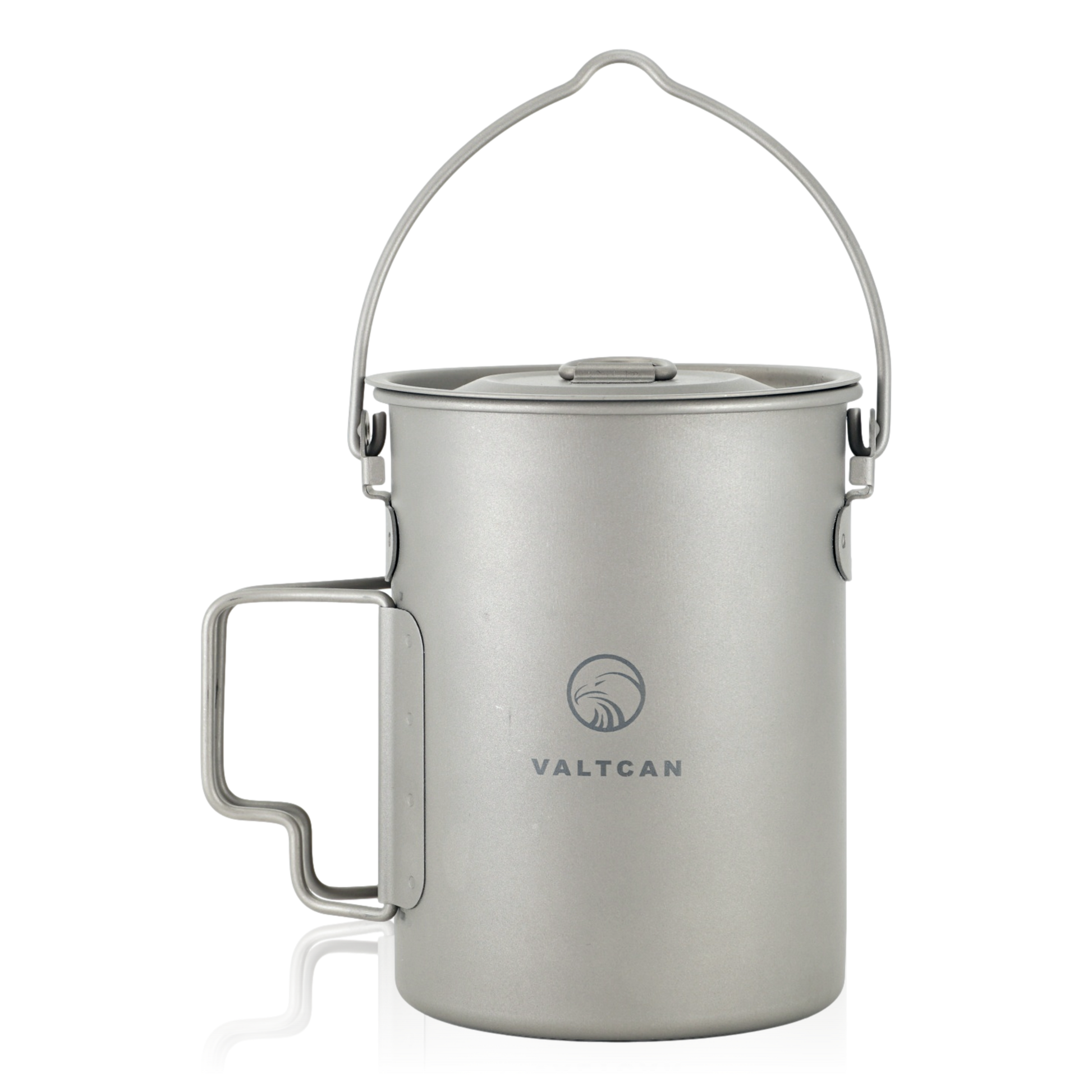 Valtcan 1000ml Titanium Kettle Pot Camping Water with Tight Lid Handle