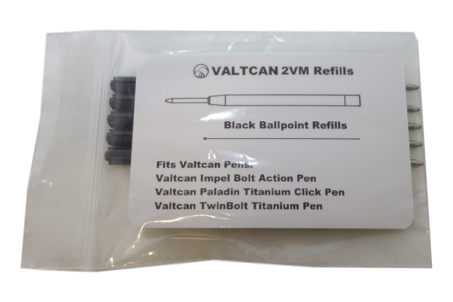 Valtcan 2VM Black Smooth Ink Ballpoint Pen 5 Refills