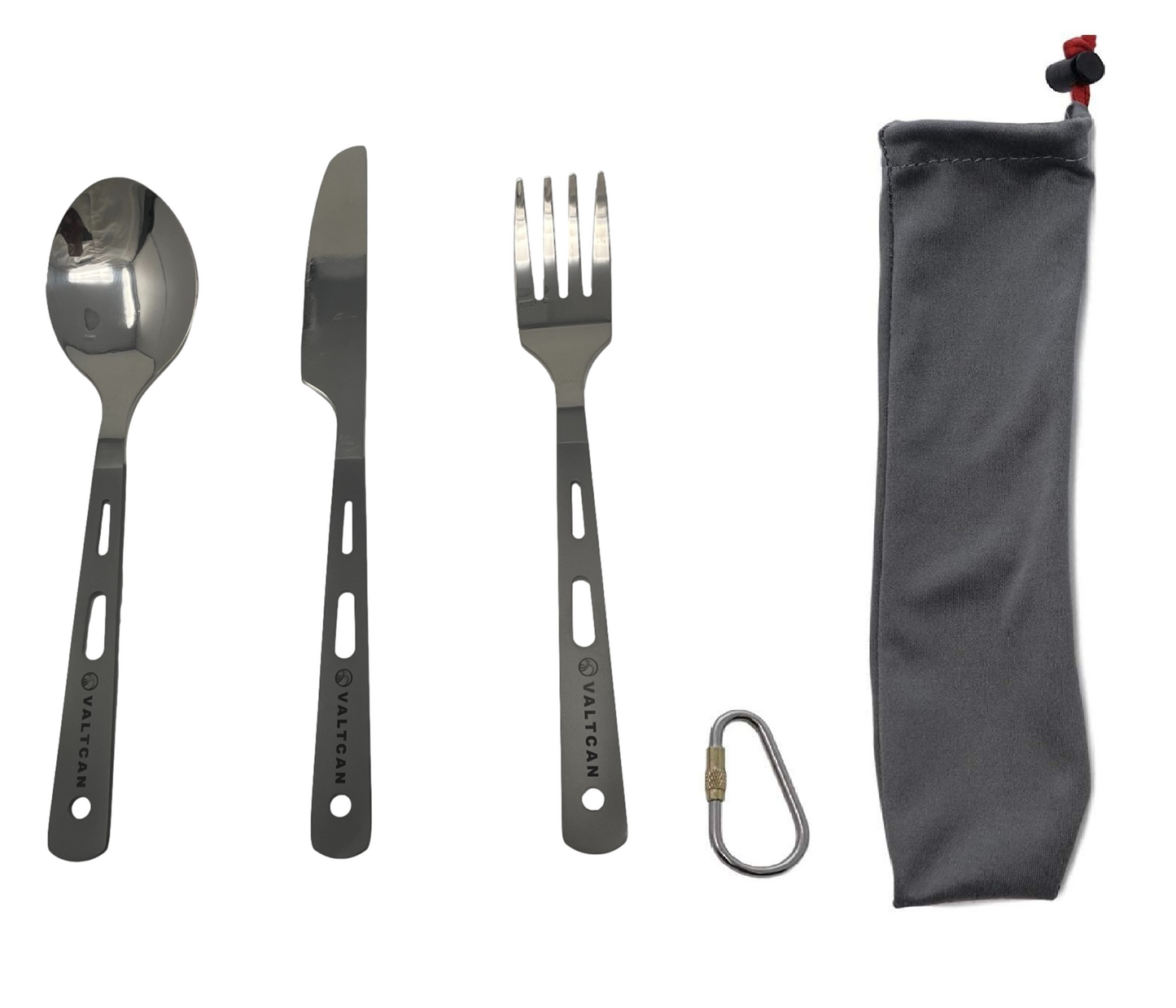 Valtcan Titanium Cutlery Camping Flatware Utensils Set Polished Ends