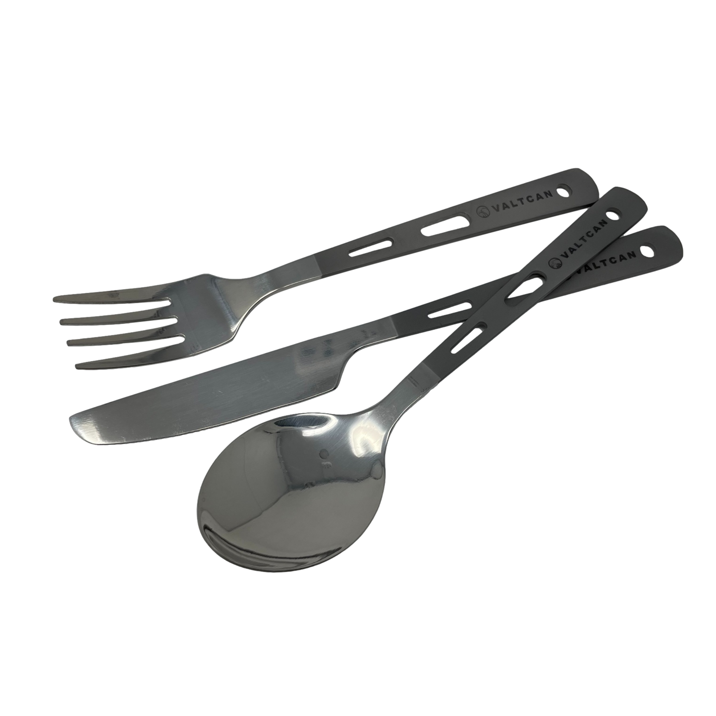 Valtcan Titanium Cutlery Camping Flatware Utensils Set Polished Ends