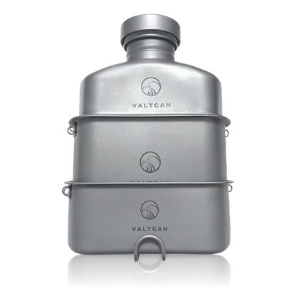 Valtcan Titanium EndurePro Canteen with Mess kit Water Bottle Set Hydrate for Survival 1.1L, 750ml, 400ml 350g