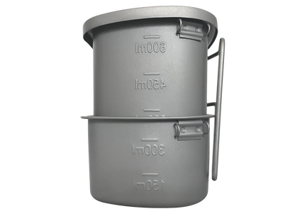 Valtcan Titanium EndurePro Canteen with Mess kit Water Bottle Set Hydrate for Survival 1.1L, 750ml, 400ml 350g