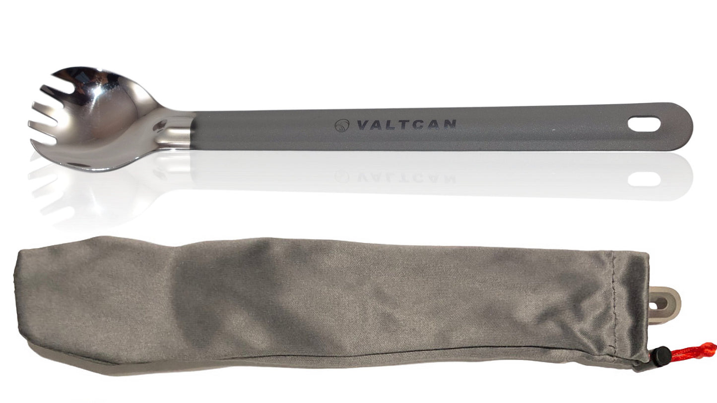Valtcan Titanium Spork Long Handle Polished Bowl 9in length 17g